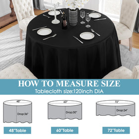 VidaFete round tablecloth on a dining table showing generous coverage.