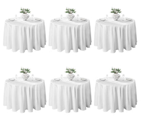 VidaFete round tablecloth on a dining setup showing a pristine white surface
