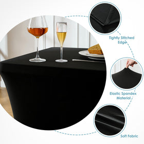 VidaFete spandex tablecloth 6ft black fabric close-up highlighting stretch