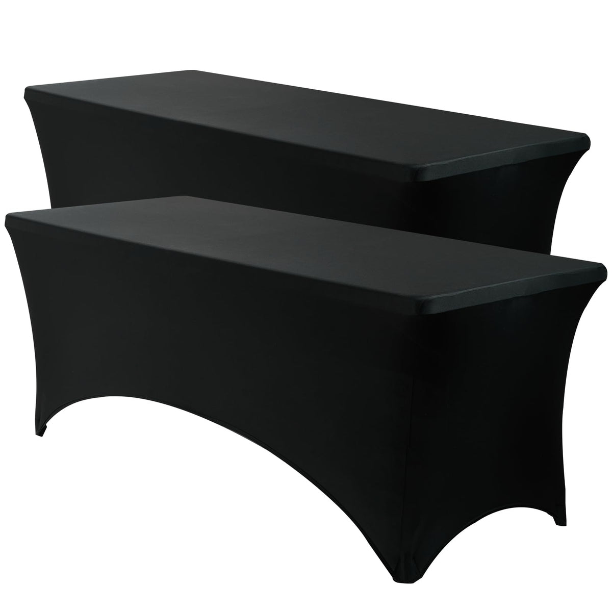 VidaFete spandex tablecloth 6ft black front view for wrinkle-free banquet setup