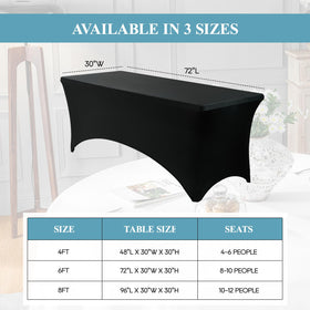 VidaFete spandex tablecloth 6ft black side view with fitted look