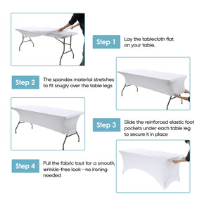 VidaFete Spandex Tablecloth folds neatly for compact storage after events.