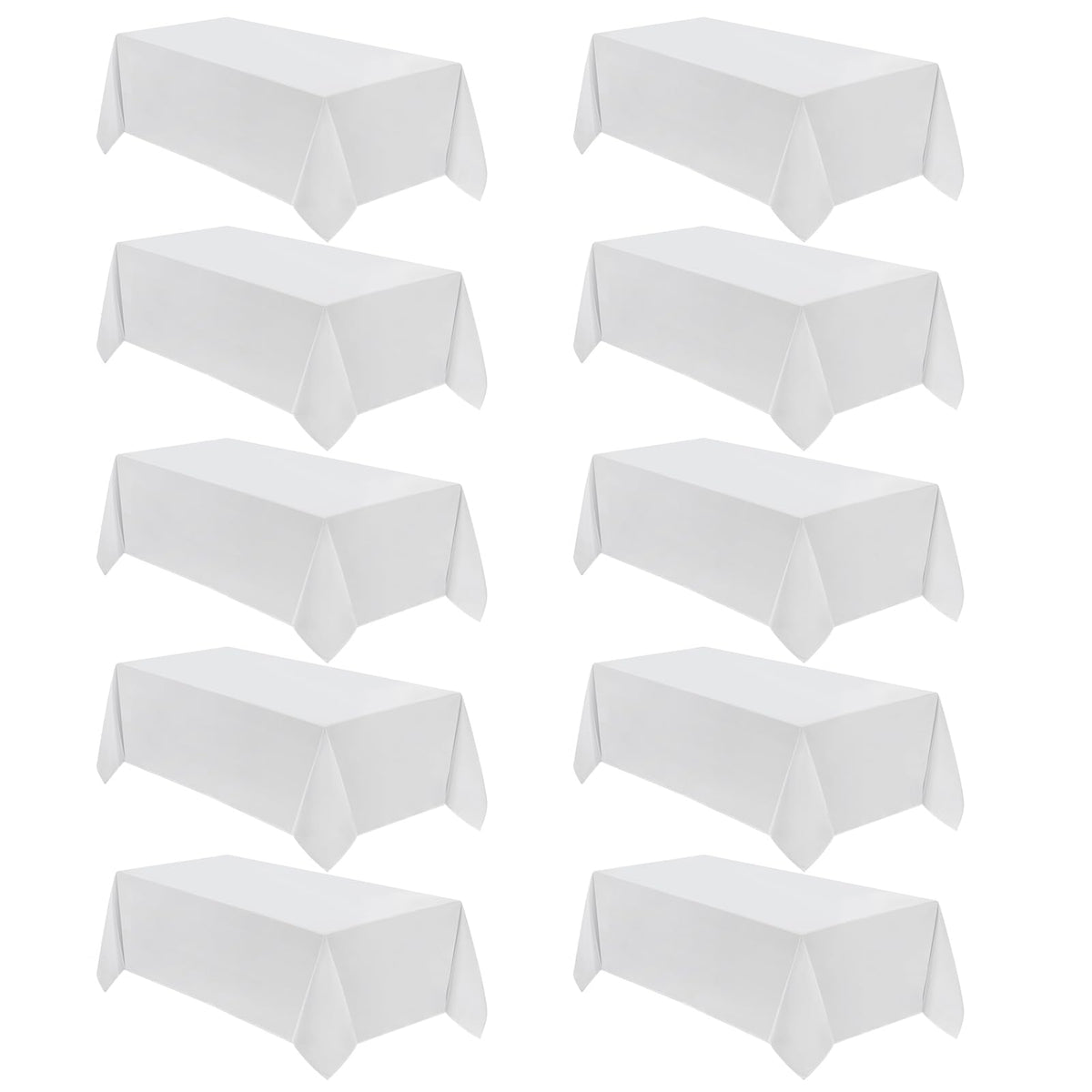 VidaFete rectangular 90x132 inch white tablecloth, 10-pack for large tables