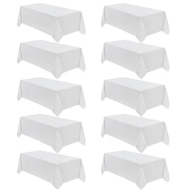 VidaFete rectangular 90x132 inch white tablecloth, 10-pack for large tables