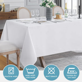 VidaFete white tablecloth at a wedding reception setup