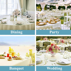 VidaFete ivory round tablecloth ideal for weddings and celebrations.