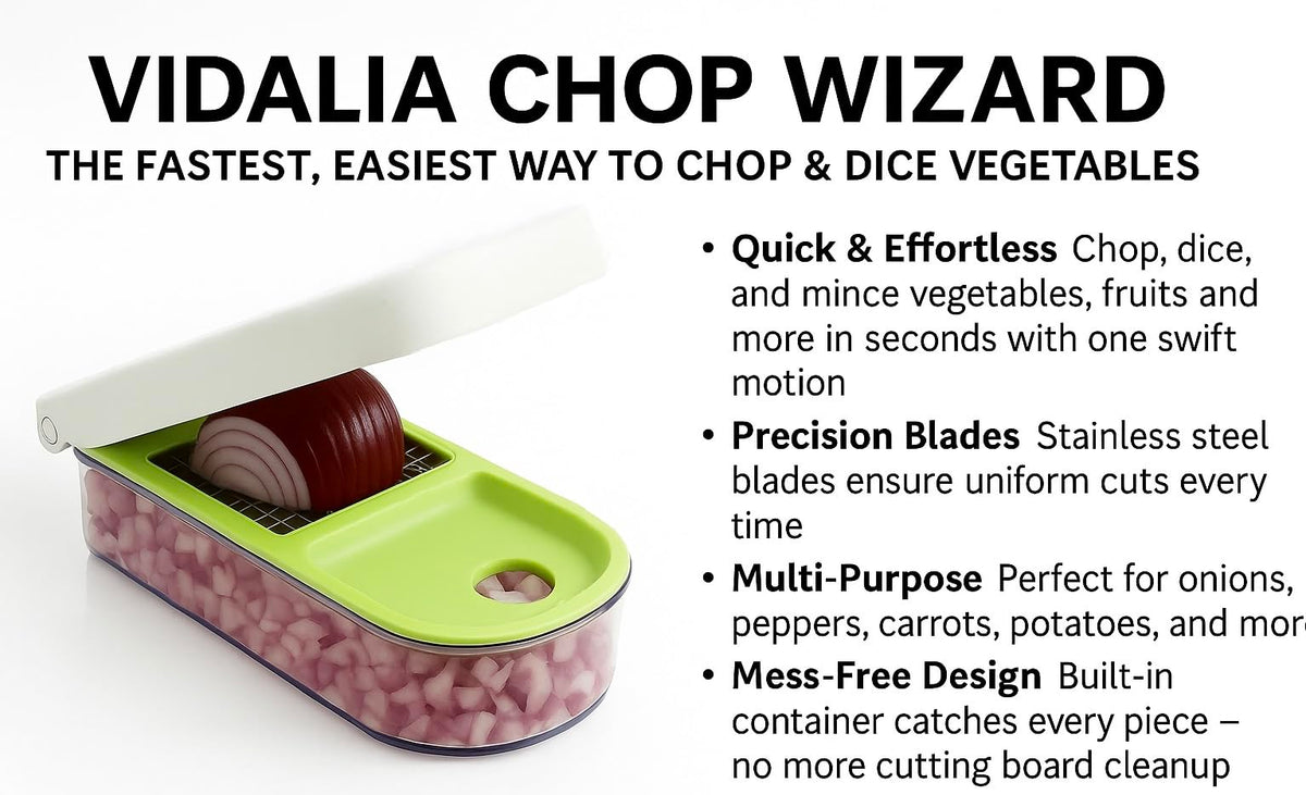 Vidalia Chop Wizard 2-cup base keeps ingredients measured