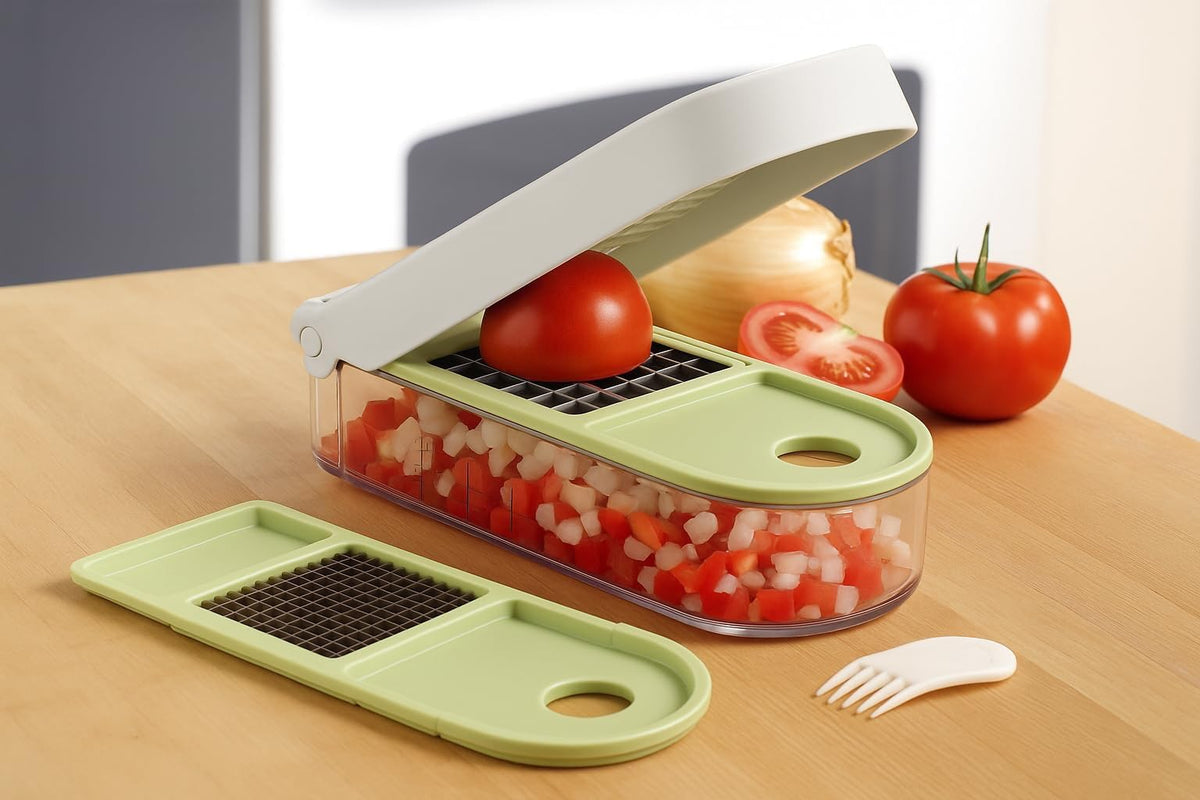 Vidalia Chop Wizard dicing blade creates even cubes