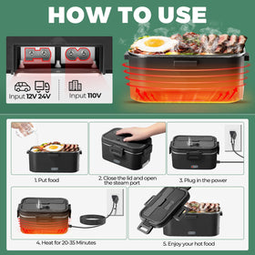 Vidaskeci electric lunch box in car setup for on-the-go warmth