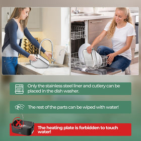 Vidaskeci lunch box open lid shows removable stainless container
