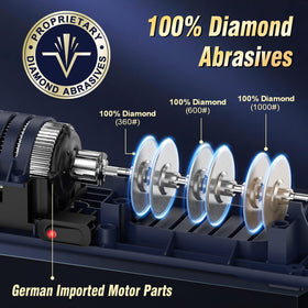 VIDOME 3-stage system with diamonds for durable edge restoration on metal and ceramic blades.