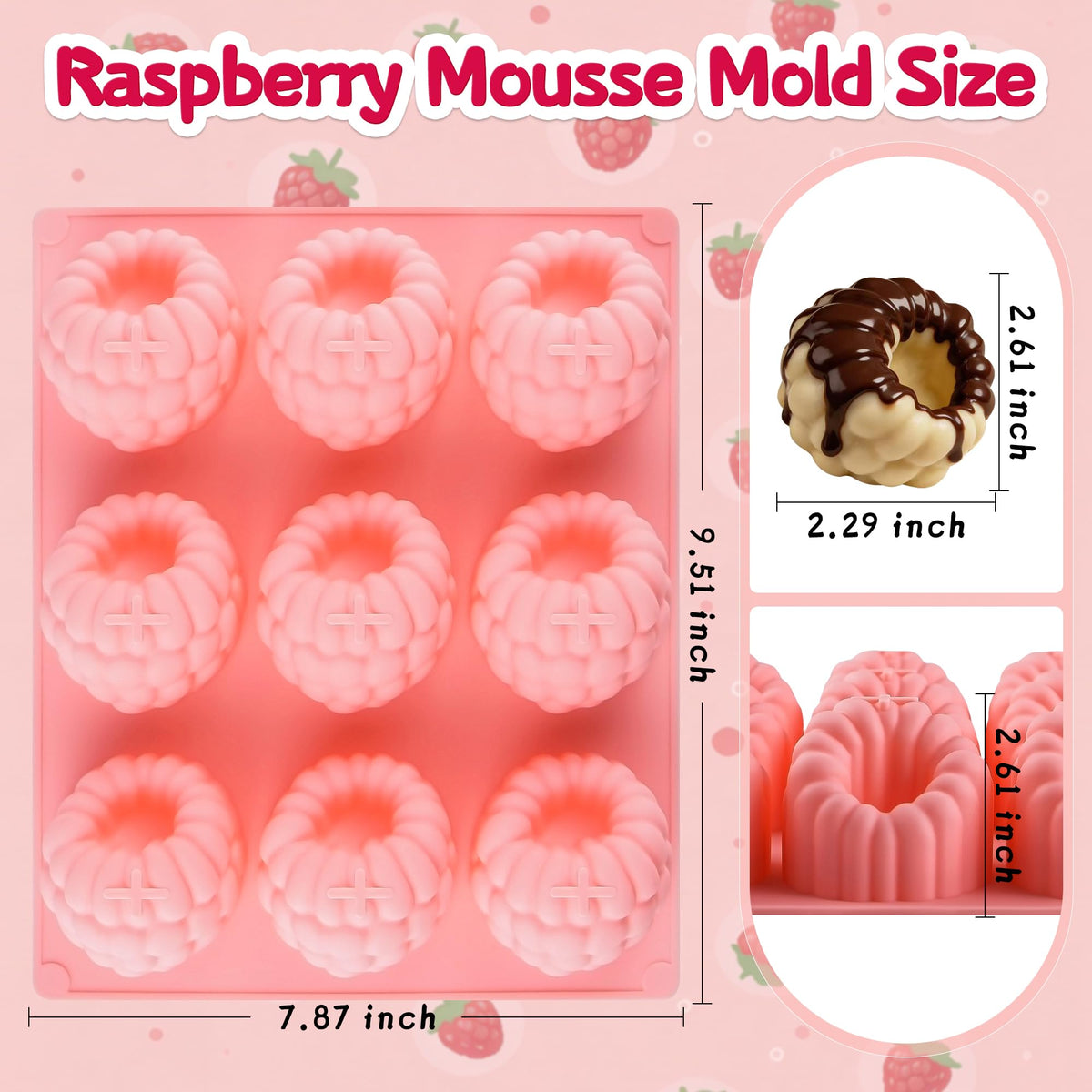 Vidotim silicone dessert mold with 9 cavities for easy release