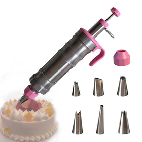VIEASST dessert decorating syringe set with six nozzles for versatile cake and cookie designs