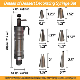 VIEASST six-nozzle kit close-up highlighting stainless steel components for safe, easy decorating.