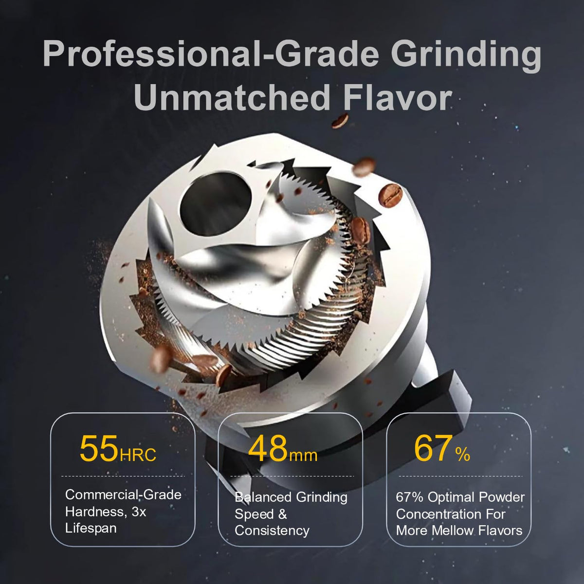 Viesimple Gen4 burrs close-up for consistent grind across brews.