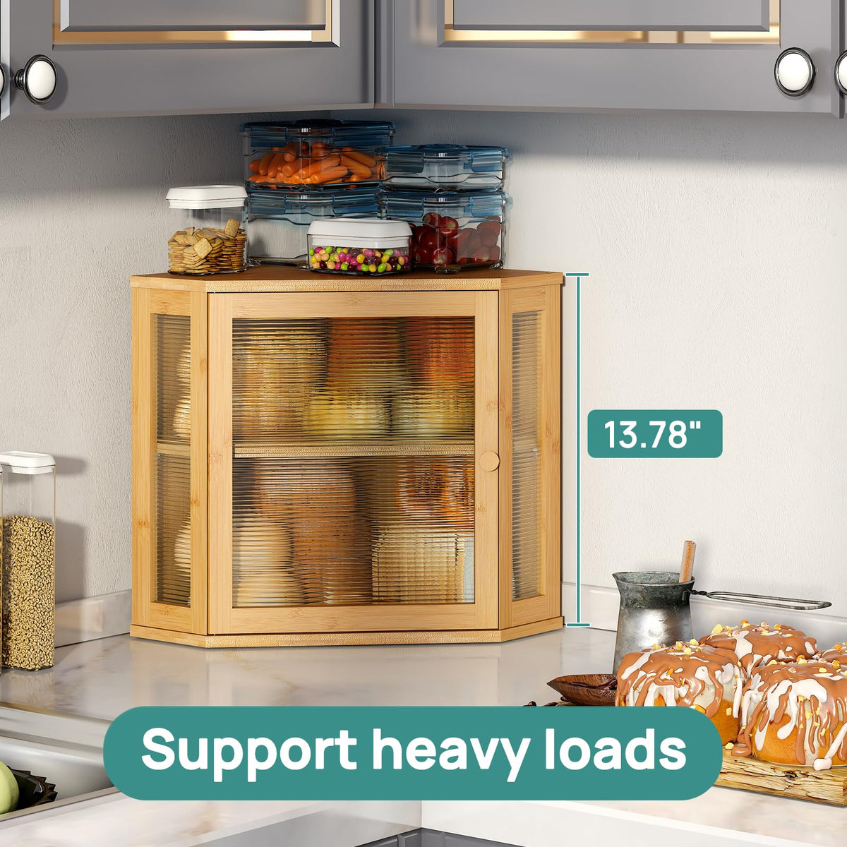 Large capacity holds multiple loaves and baked goods neatly.