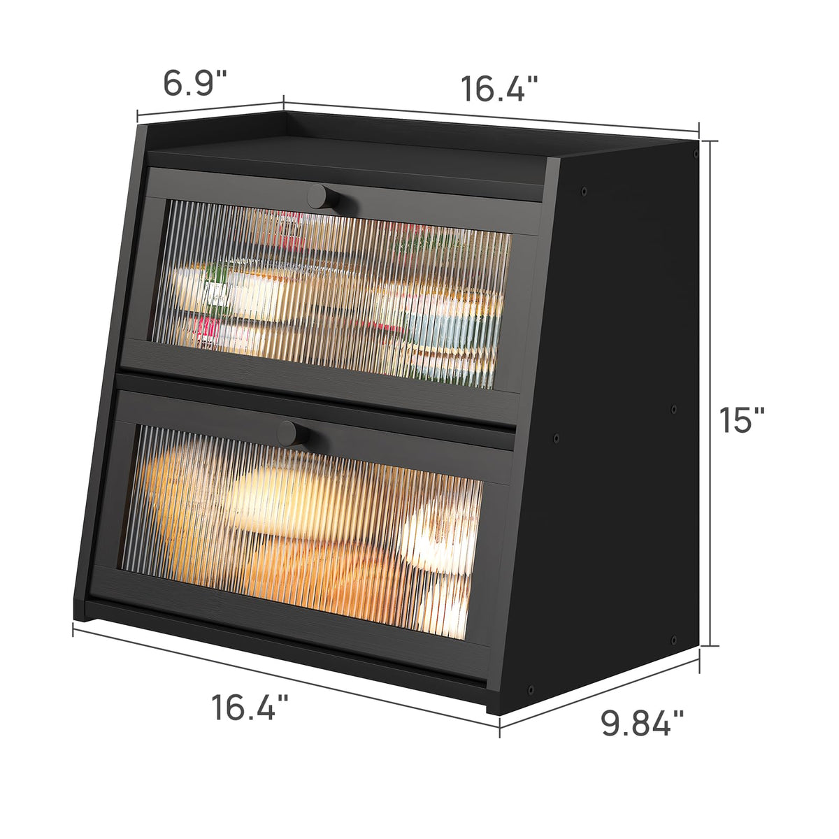 Viewcare bread box on kitchen counter demonstrates ready-to-use storage.