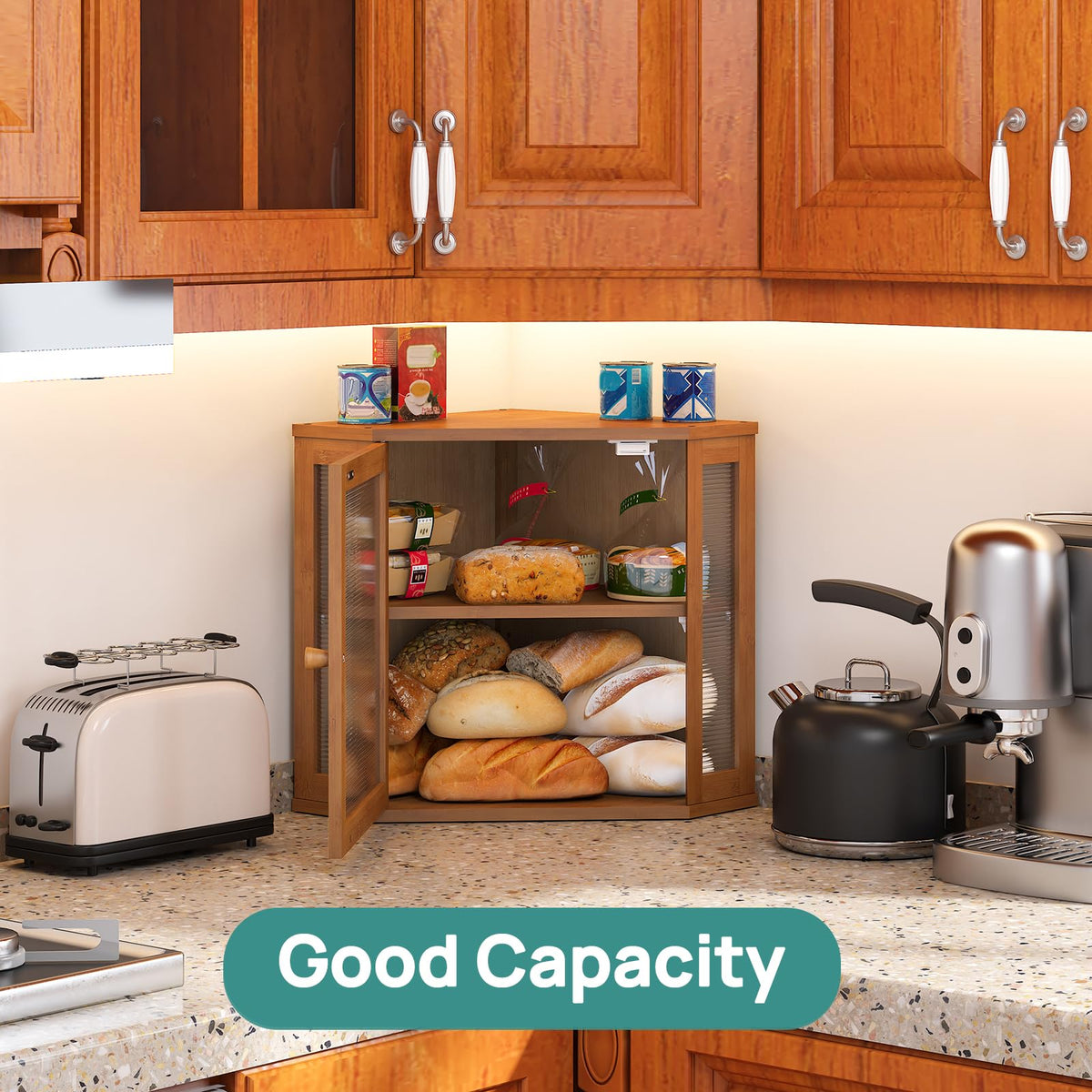 Viewcare brown kitchen counter bread box complements any decor