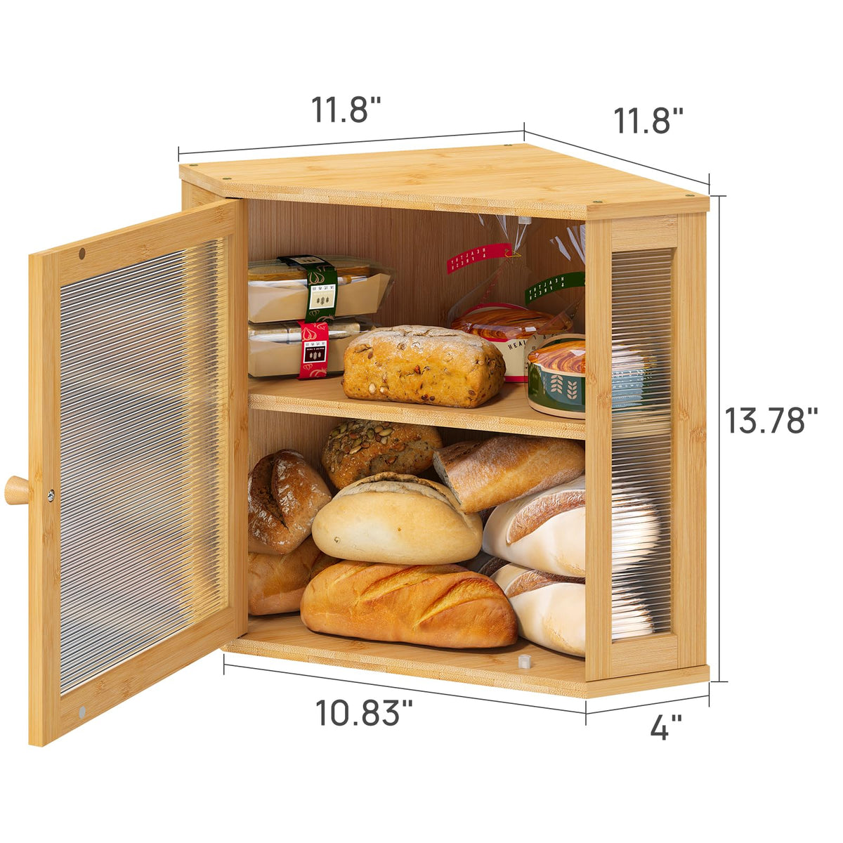 Kitchen counter setup featuring the Viewcare bread box for easy access.