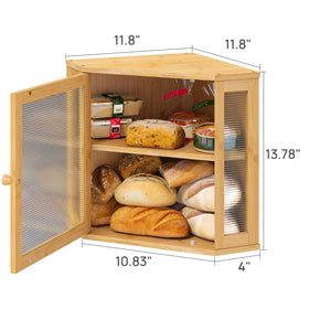 Kitchen counter setup featuring the Viewcare bread box for easy access.