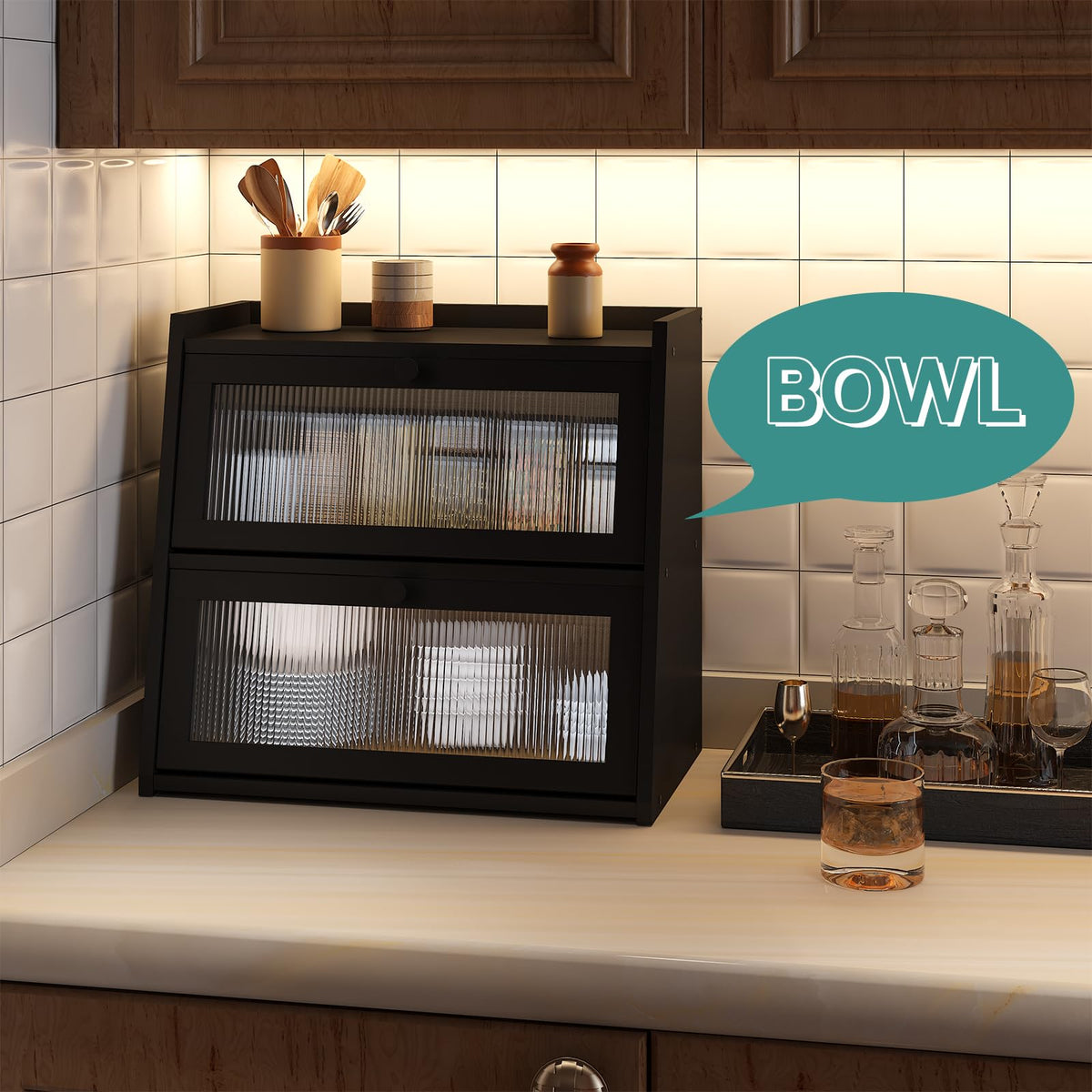 Viewcare two-layer storage capacity emphasizes space for loaves, rolls, and muffins.