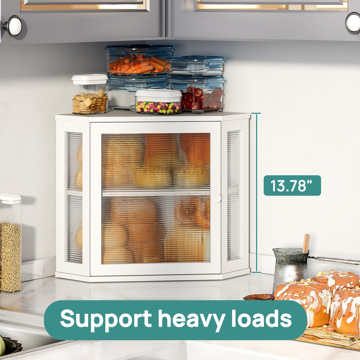 Viewcare bread box side view highlighting compact footprint on counter