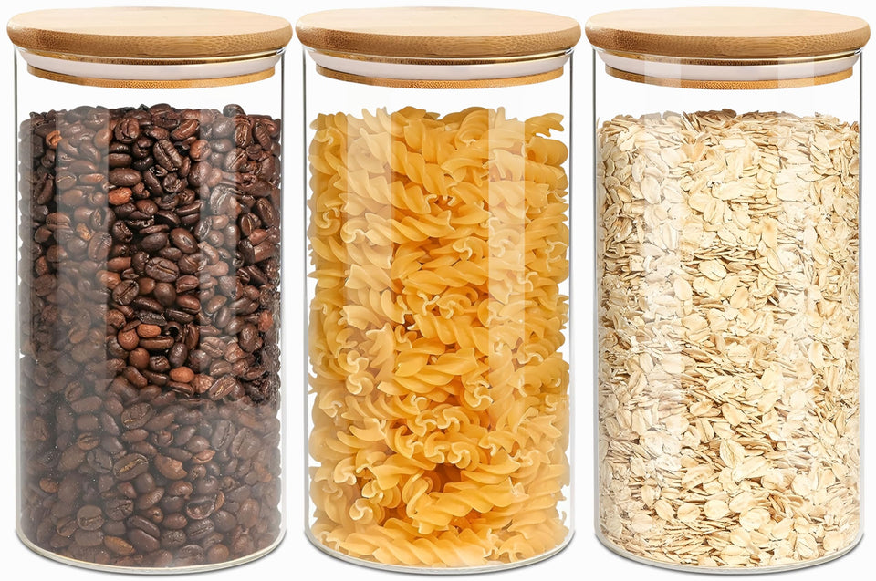VIEWELLD round glass storage jar with lid for cookies and snacks.