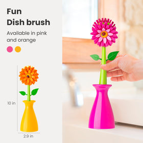 Vigar Flower Power in pink and green complements bright kitchen aesthetics while cleaning