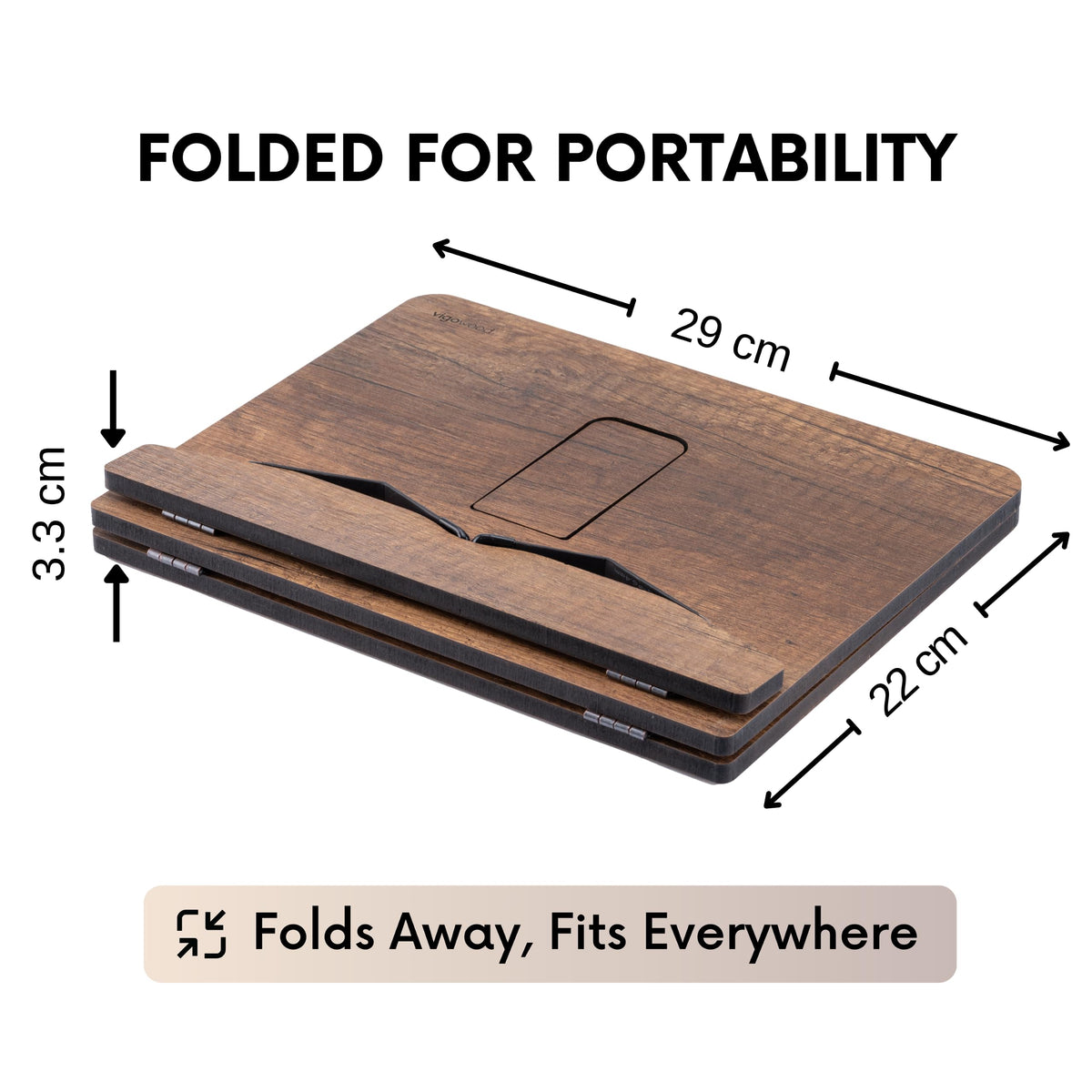 Vigo Wood Book Stand with adjustable angles enables ergonomic reading and recipe viewing.