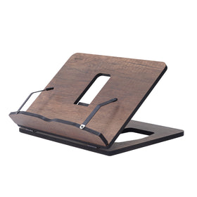 Vigo Wood Book Stand full view showcases sturdy walnut construction for kitchen and reading.