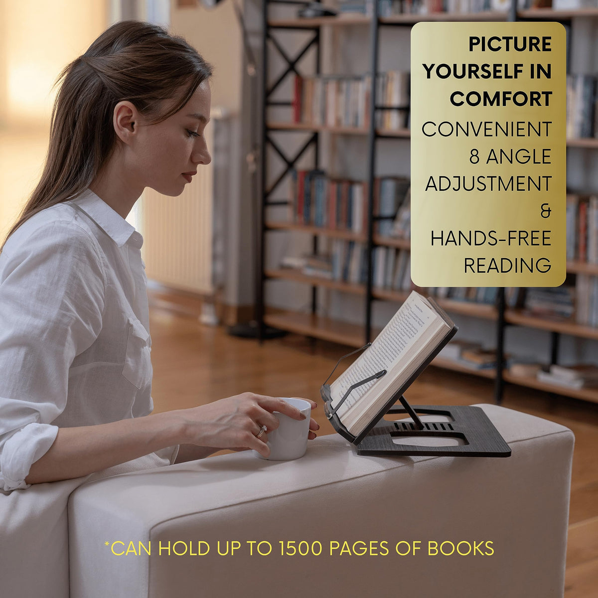 Vigo Wood Book Stand doubles as a tablet or laptop stand.
