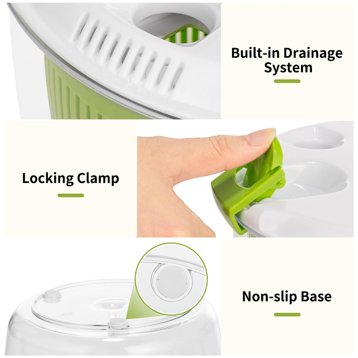 Vihoom mesh basket doubles as a colander for easy rinsing.