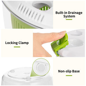 Vihoom mesh basket doubles as a colander for easy rinsing.