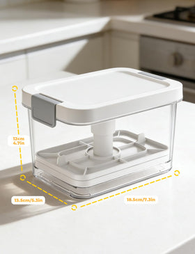 Vihoom Tofu Press transparent lid lets you monitor pressing progress.