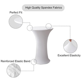 Viiamacki highboy bar tablecloth offers a clean, snug silhouette for elevated events