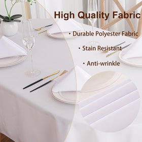 Viiamacki stain-resistant polyester tablecloth that stays clean during entertaining.