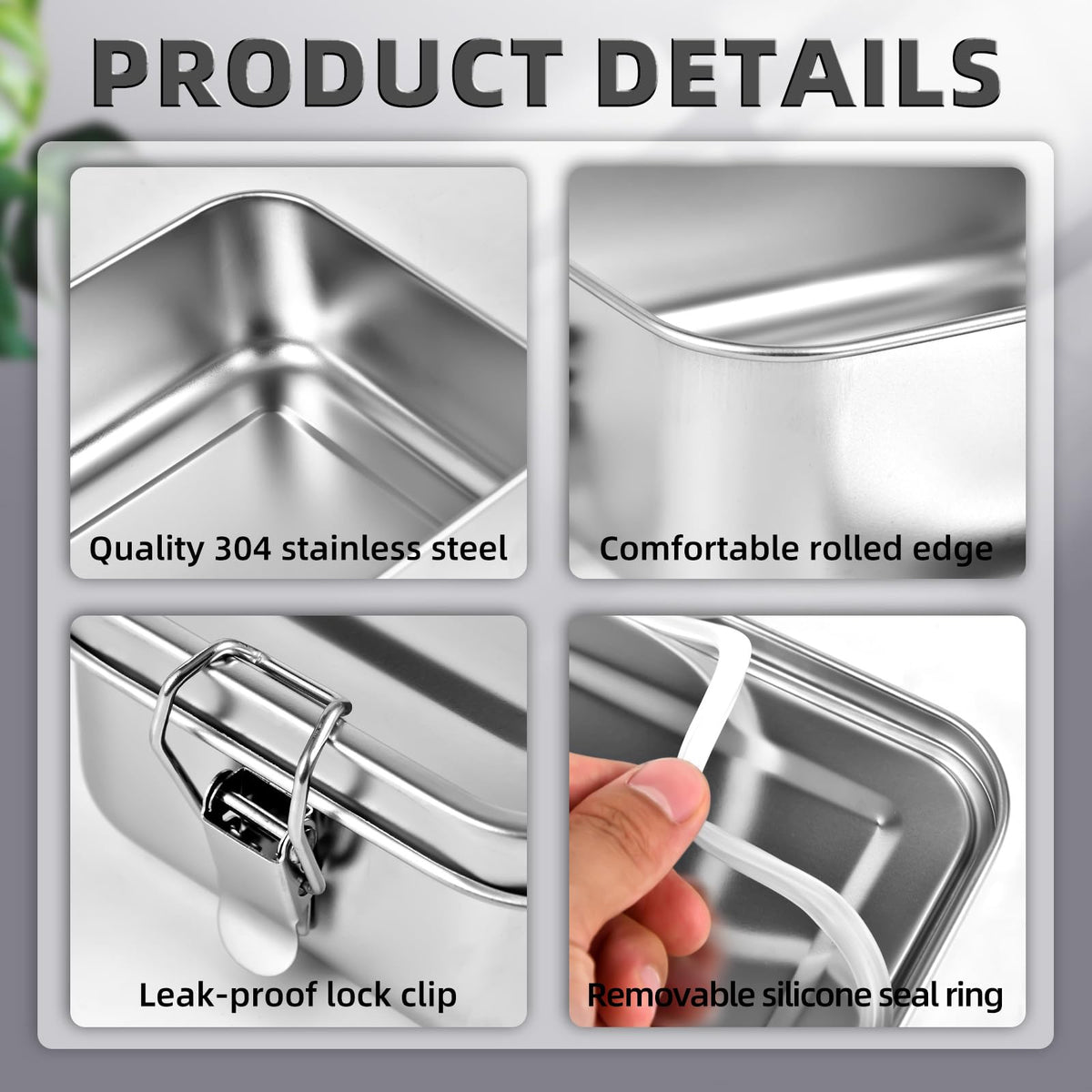 VIKCOLEE bento lid with locking clips for secure transport.
