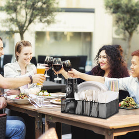 VIKEYHOME ideal for camping and picnics offering organized storage for plates, utensils, and napkins.