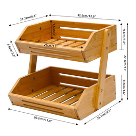 VIKEYHOME two-tier fruit basket bottom tier with generous storage.