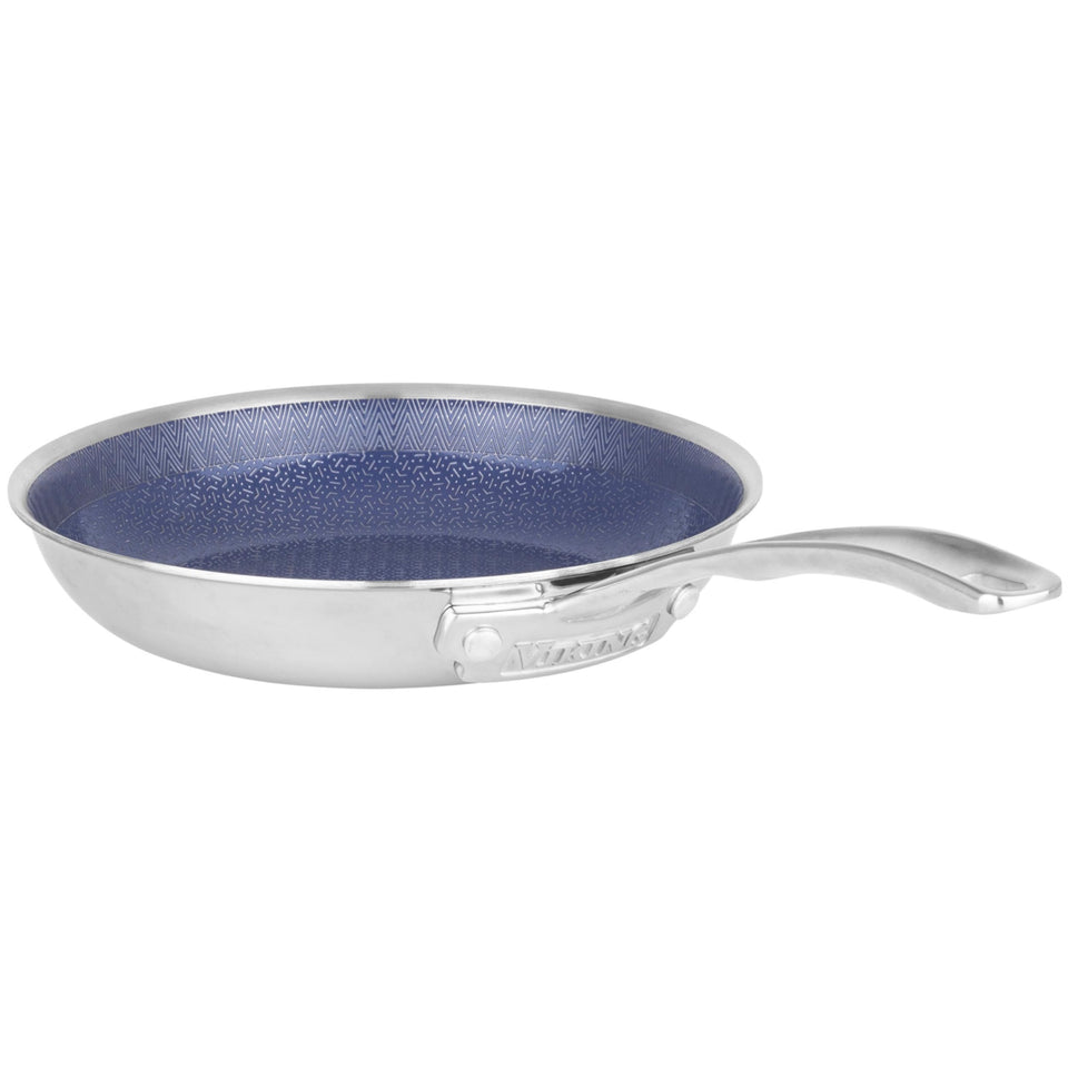 Viking Hybrid Plus 8-inch pan top view showing versatile 3-ply construction for induction and oven use