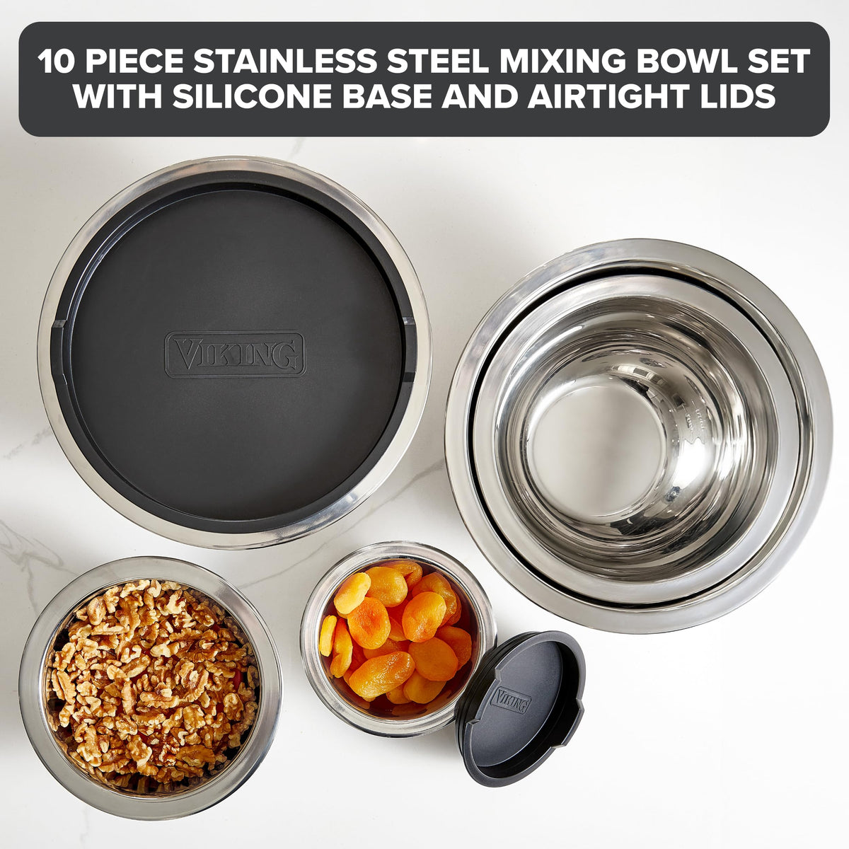 Viking 1.5 qt mixing bowl with lid for batter and salad prep