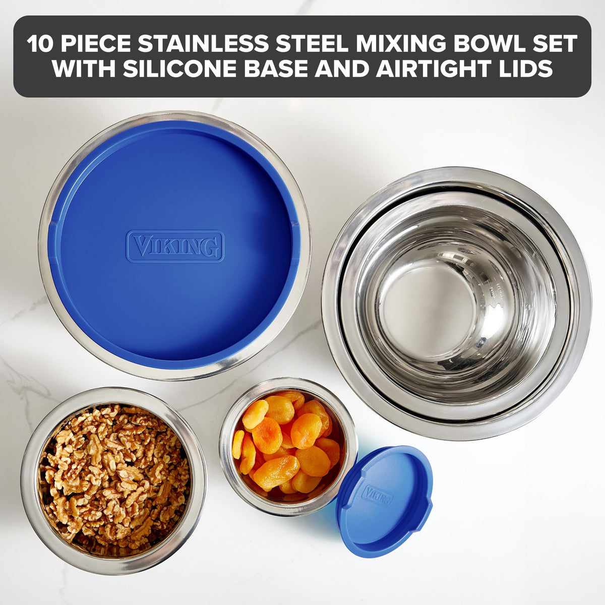 Viking 20 oz mixing bowl showing compact size and sturdy base for whisking.
