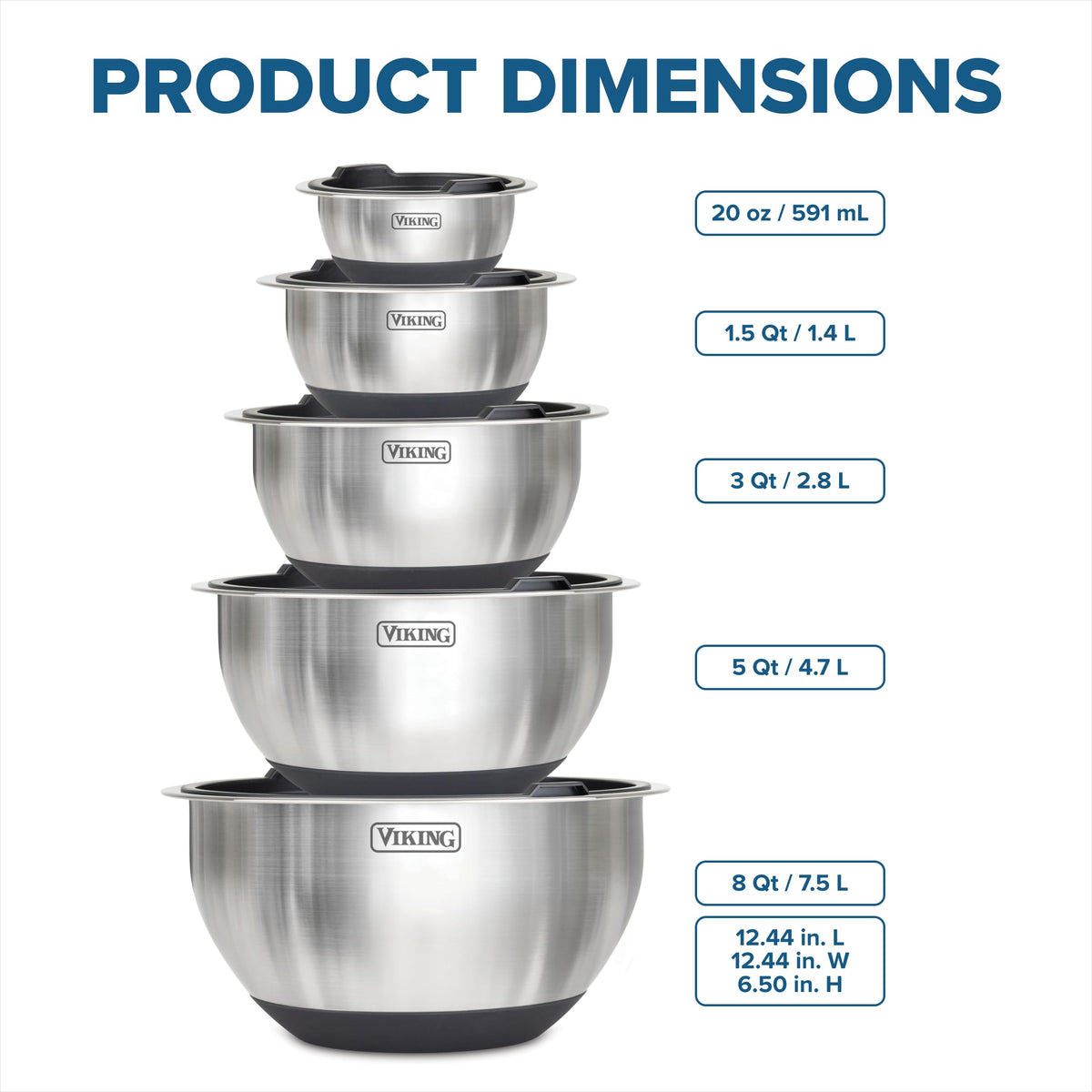 Viking 8 qt bowl with lid, great for family-sized prep