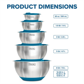 Viking Mixing Bowls nested together for space-saving storage.