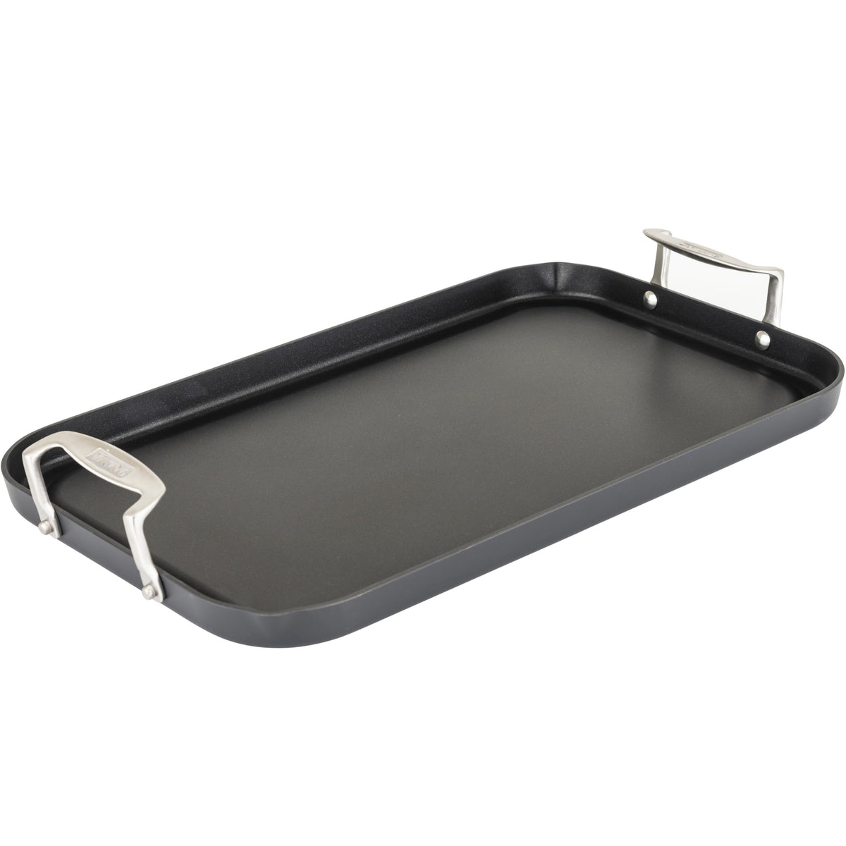 Viking nonstick double burner griddle surface for easy food release and even browning.