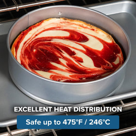 Viking Premium 9-Inch Springform Pan oven safe up to 475F for versatile recipes.