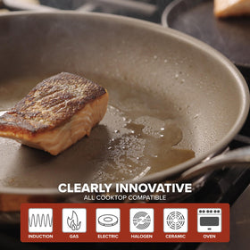 Viking PureGlide Pro 3-Ply pan with drip-free rim for clean serving.
