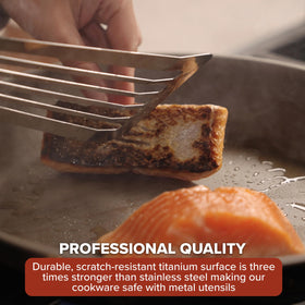 Viking PureGlide Pro 3-Ply riveted handles provide balanced, secure grip