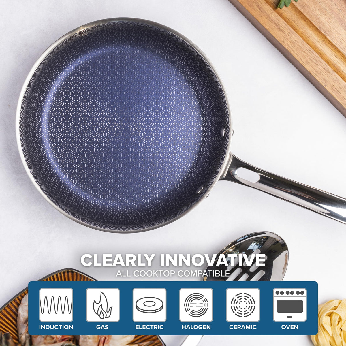 Viking stainless steel handle offers ergonomic grip and drip-free control