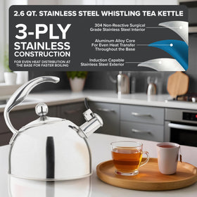 Viking tea kettle whistle signals boil for easy timing